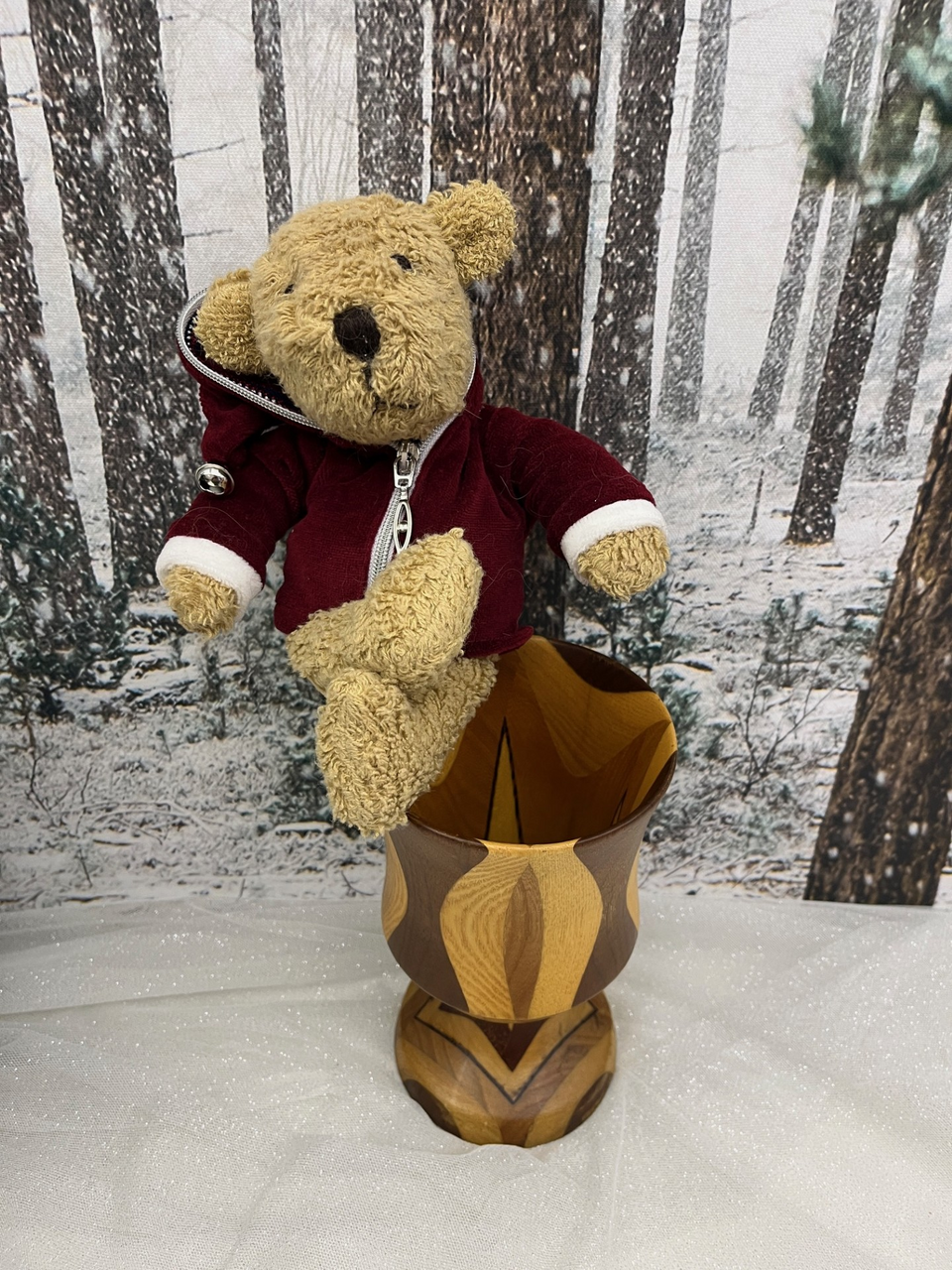 UNIKAT Weihnachtsbär im Holzbecher