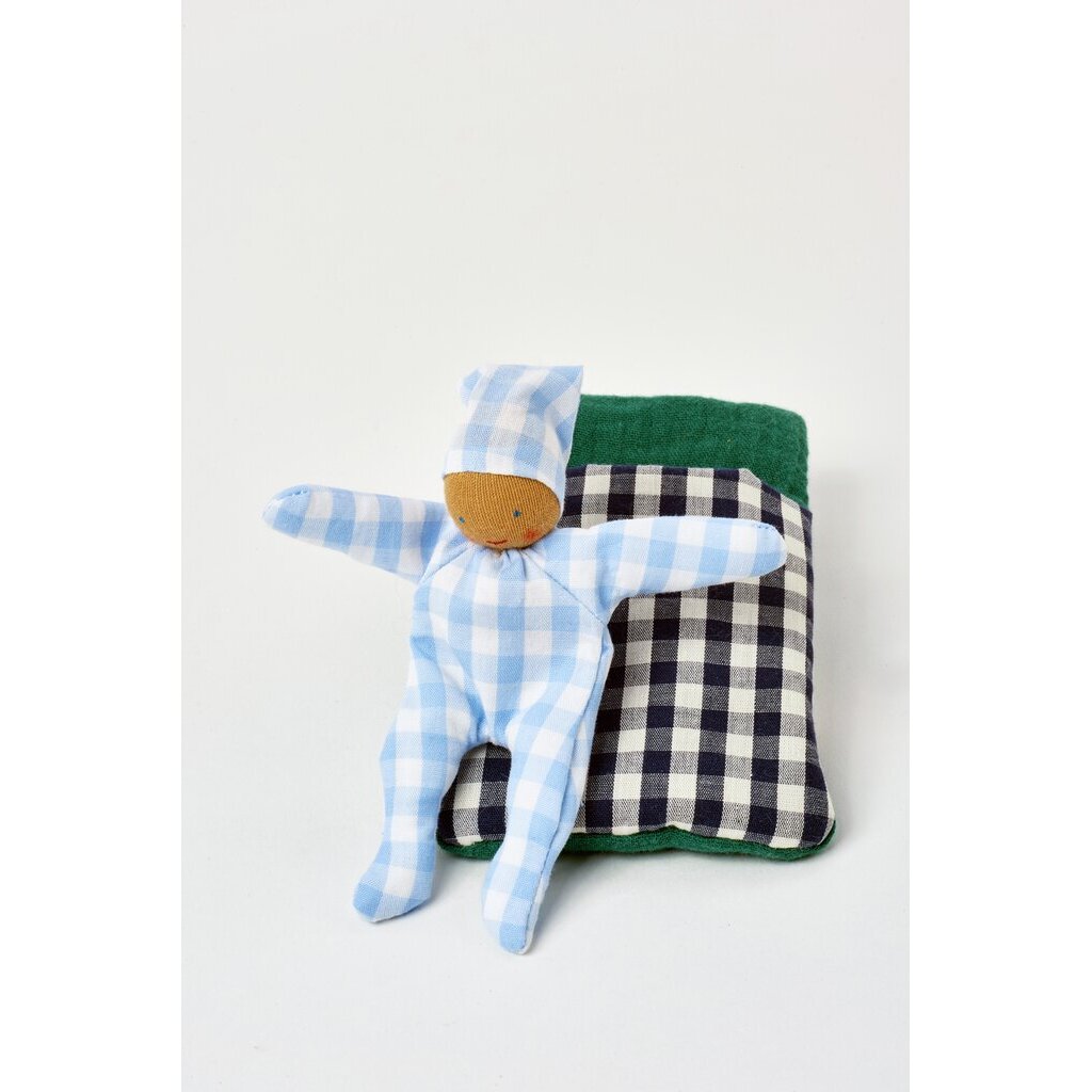 BABY mit Schlafsack karo blau BABY mit Schlafsack karo blau